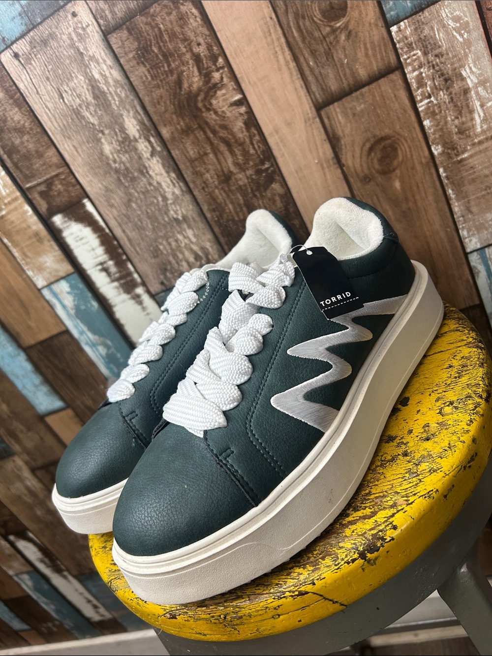 torrid Forest Green and White Platform Sneakers